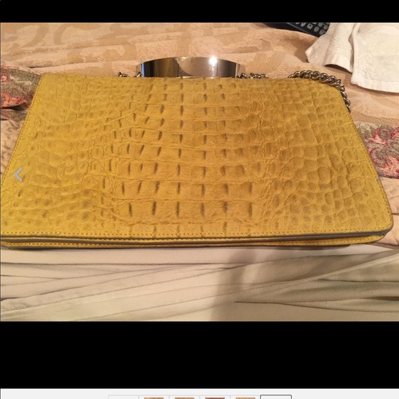 ALBERTA FERRETTI MUSTARD TEXTURED ENVELOPE HANDBAG - Picture 5 of 5